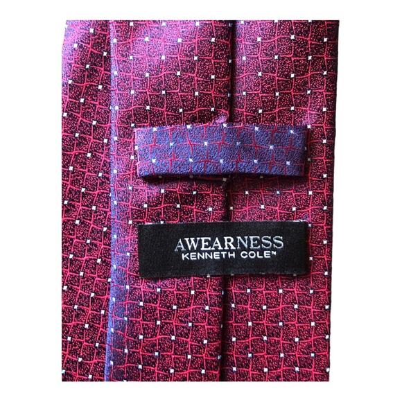AWearNess Kenneth Cole Tie, Flicker Burgundy Print, Narrow - Picture 5 of 7